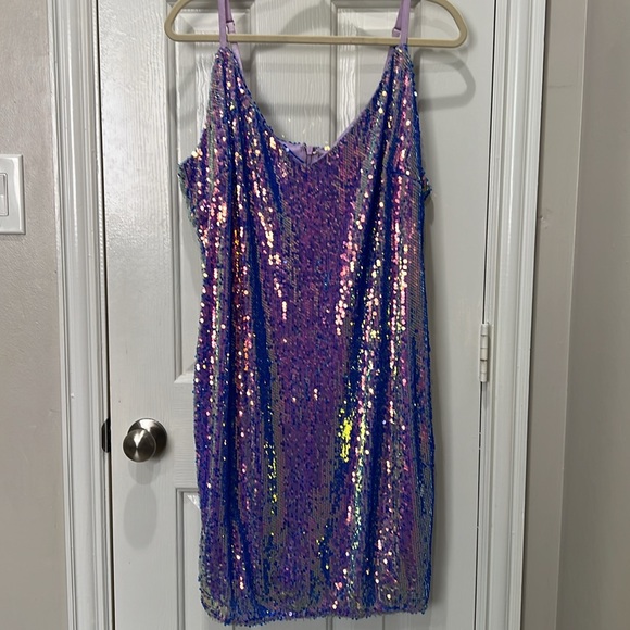Fashion Nova Curve Plus Size - Flashing Lights Sequin Dress - Purple - Size 3X - Picture 10 of 12